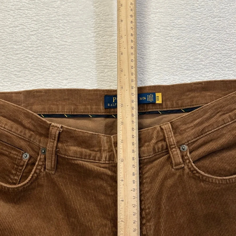 Polo Ralph Lauren Varick Slim Straight Corduroy Pants Mens 36/34 Brown Stretch